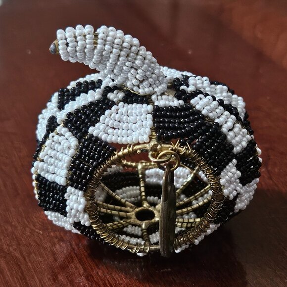 RARE RETIRED MACKENZIE CHILDS COURTLY CHECK FALL HALLOWEEN PUMPKIN NAPKIN RING - Picture 4 of 9